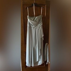 David’s bridal sage green bridesmaids dress.